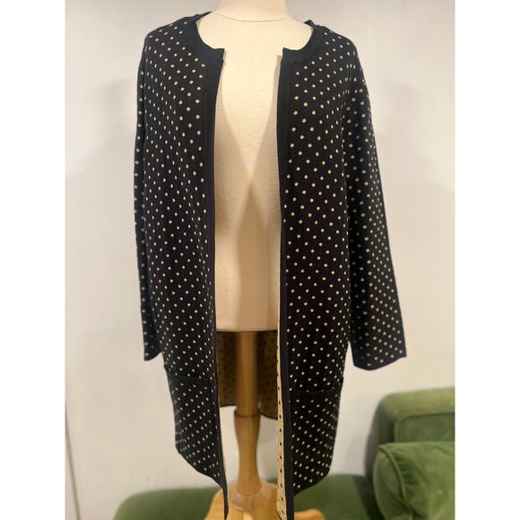 Anne Klein Black Cardigan with White Dots - Picture 3 of 9